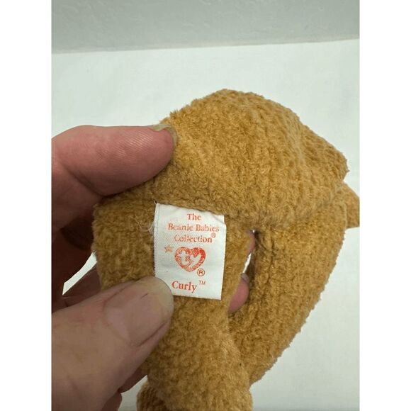Ty Original Beanie Baby Curly Brown Bear Red Bow Plush Stuffed Animal W Tag 1993 - Picture 7 of 8